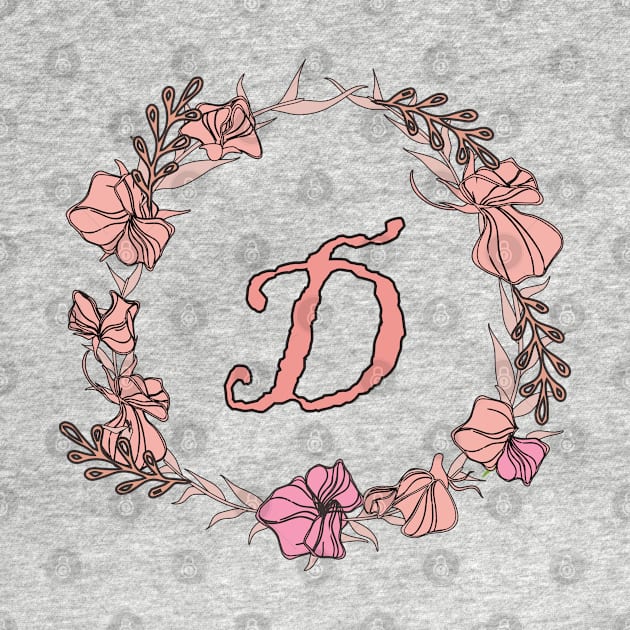 Letter D Rose Pink Initial Monogram - Letter D by Tilila